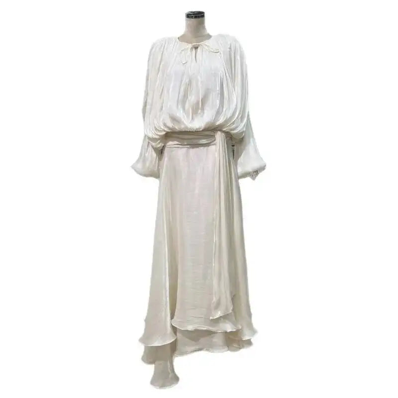 KUCLUT 2025 Autumn New Fashion Lace-Up Irregular Hem Long Sleeve Dresses For Women Elegant Evening Party Dress Female 1A265