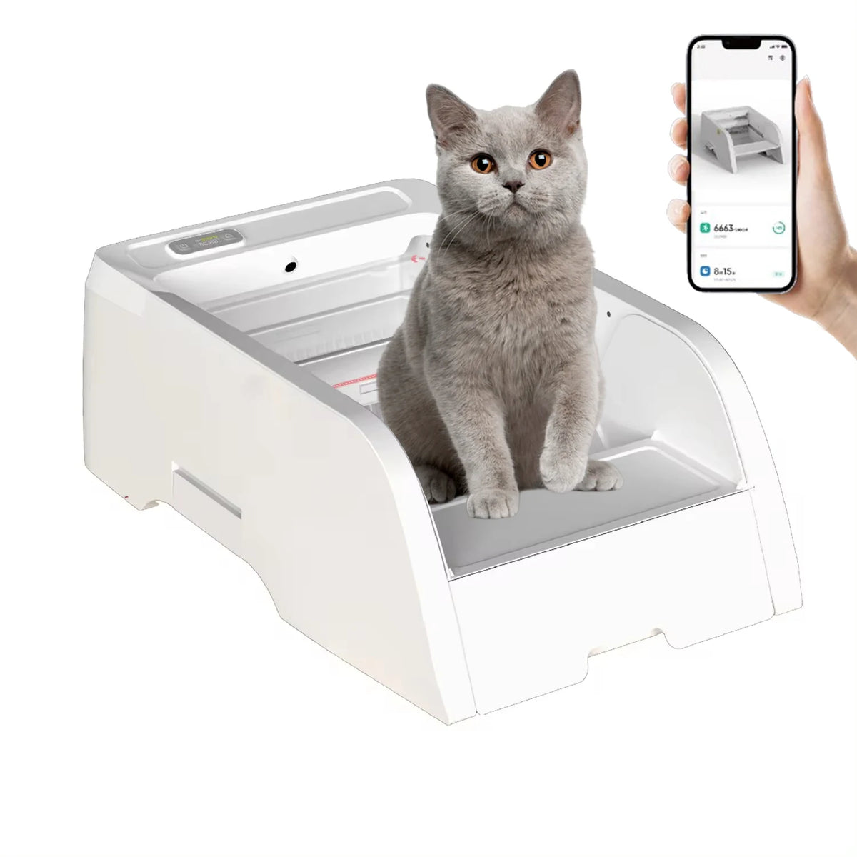Automatic Self-Cleaning Smart Cat Litter Box WIFI APP Control Plastic Pet Toilet Open Design Smart Cat Toilet Cat Products