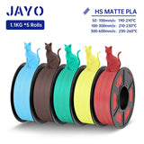 JAYO PLA Classic 3D Filament 1.75mm High Speed Matte PLA 3D Printer Filament Neatly Wound 3D Printing Materials 5Rolls/set