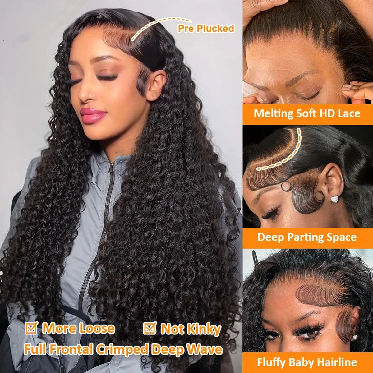 200% Density 30 40 Inch 13x4 13x6 Hd Lace Frontal Wigs Deep Wave Lace Frontal Wigs Water Wave Curly Human Hair Pre Plucked Wigs