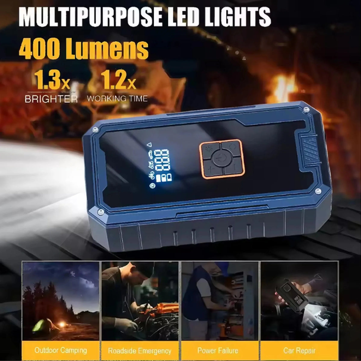 Professional 3000A 99800mAh Car Jump Starter 150PSI Tire Pump 4 in 1 12V Battery Booster Jump Box Power Pack LED Emergency Light