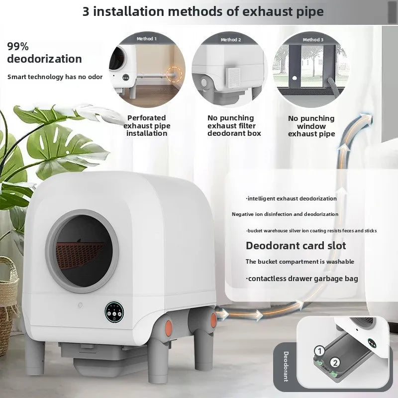 Fully Enclosed Fresh Air Deodorizing Smart Cat Litter Box Automatic Cat Litter Box Cat Toilet APP Large Capacity