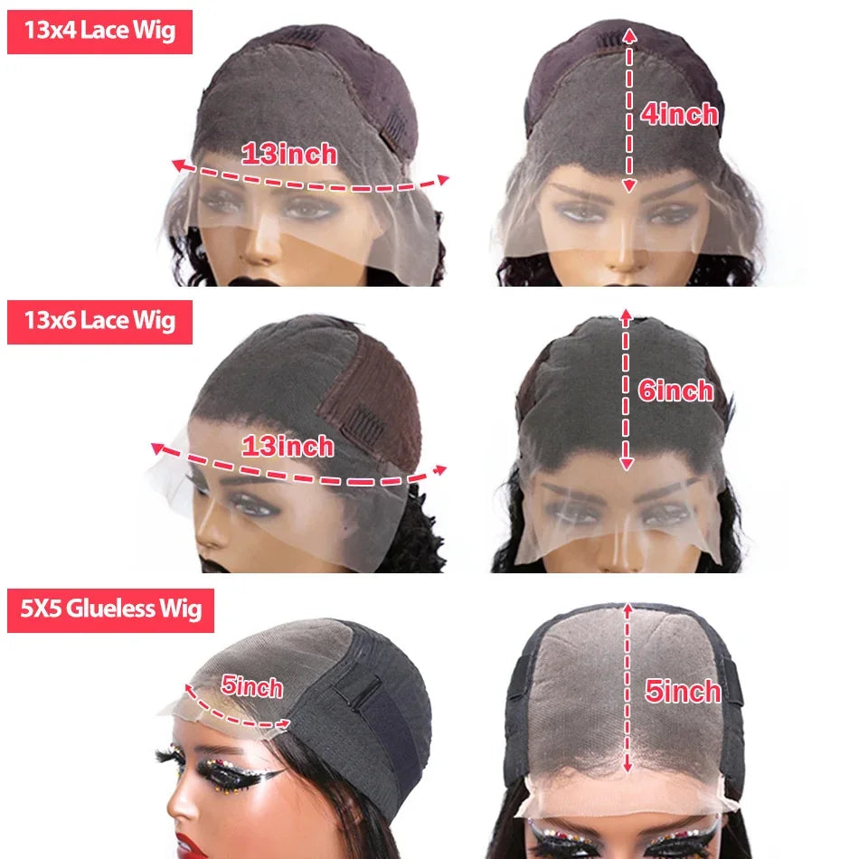 250 Density Human Hair 13x6 Deep Wave HD Lace Frontal Wigs 13x4 Water Curly 5x5 Glueless Lace Front Wig 30 40 Inch Closure Black