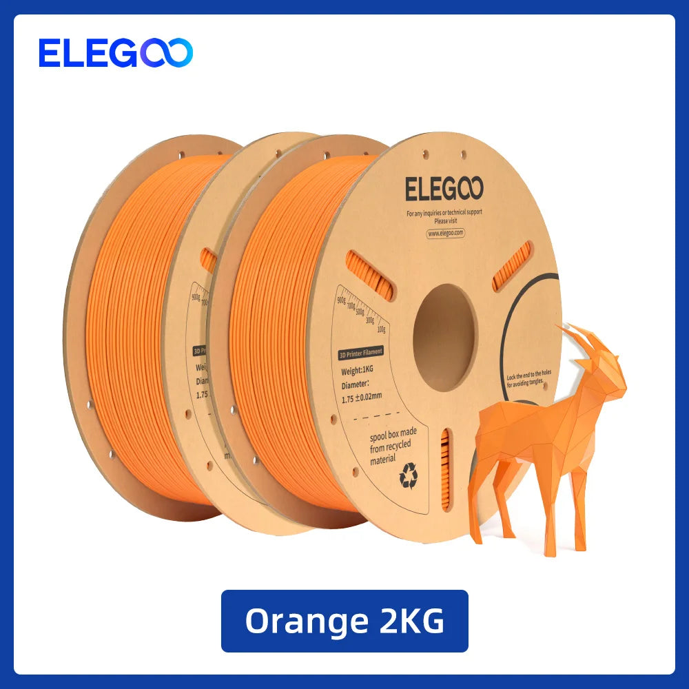 ELEGOO 1.75mm PLA+ Filament 2KG Set Plastic 3D PLA for Most FDM 3D Printers Dimensional Accuracy +/- 0.02mm 2pcs*1kg PLA+ Set