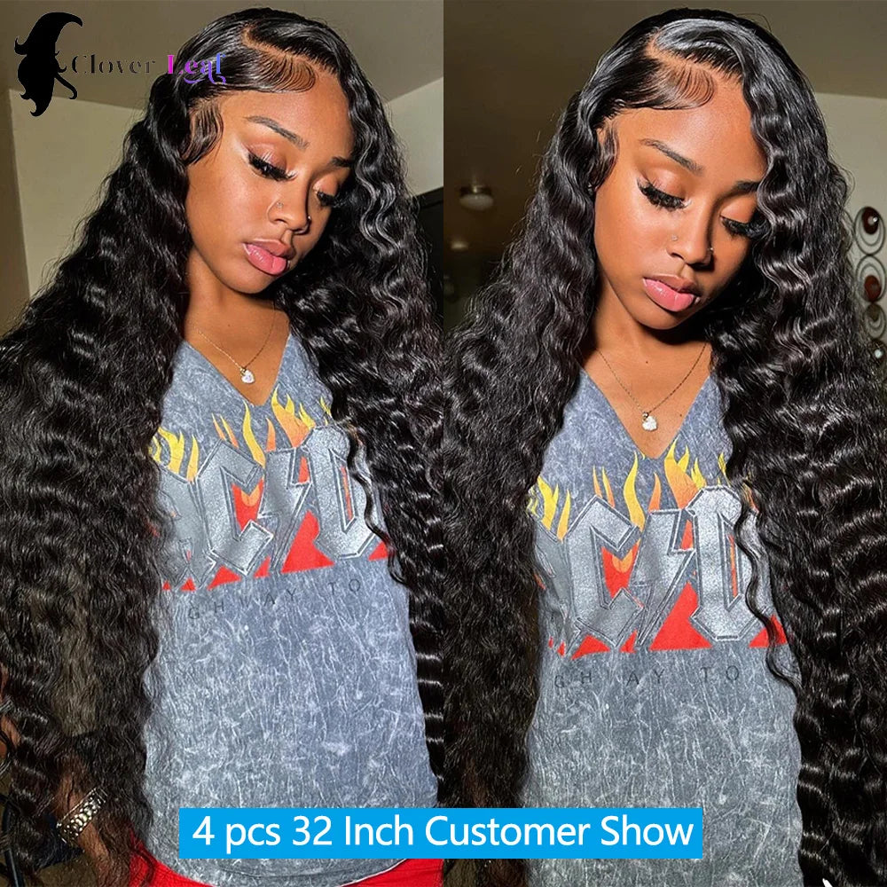 12A Deep Wave Bundles Human Hair Brazilian Remy 30 32 Inch Raw Curly