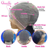 Queenlike 26 Inch 13x6 HD Lace Frontal Human Hair Wigs Straight Remy Hair Frontal Wigs Human Hair Natural Black For Women