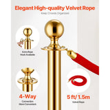 SucceBuy Stanchions 4/6/8Pcs Stainless Steel Post with Fillable Base Red Velvet Ropes & Posts Crowd Control Barriers Stanchions