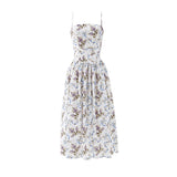 Mingmingxi Summer Floral Print Dress Elegant 2025 New Arrivals Spaghetti Strap Flare Dress Maxi Holiday Party Dresses Women
