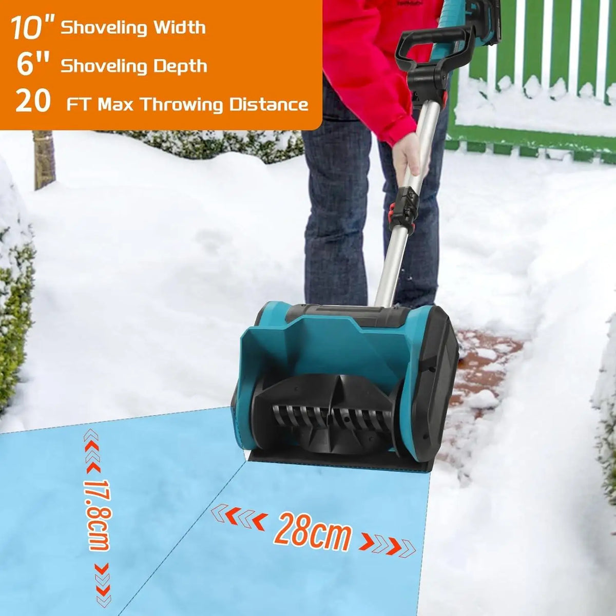 10 Inch Electric Snow Shovel for Makita Battery Adjustable Front Handle Telescopic Pole Lightweight Portable Snow Removal Tool