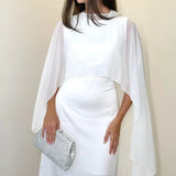 Elegant Shawl Women's Maxi Dress O-neck Sleeveless White Slim Vestido 2026 NEW Summer Classic Evening Party Prom Lady Long Skirt