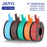 JAYO PLA Classic 3D Filament 1.75mm High Speed Matte PLA 3D Printer Filament Neatly Wound 3D Printing Materials 5Rolls/set