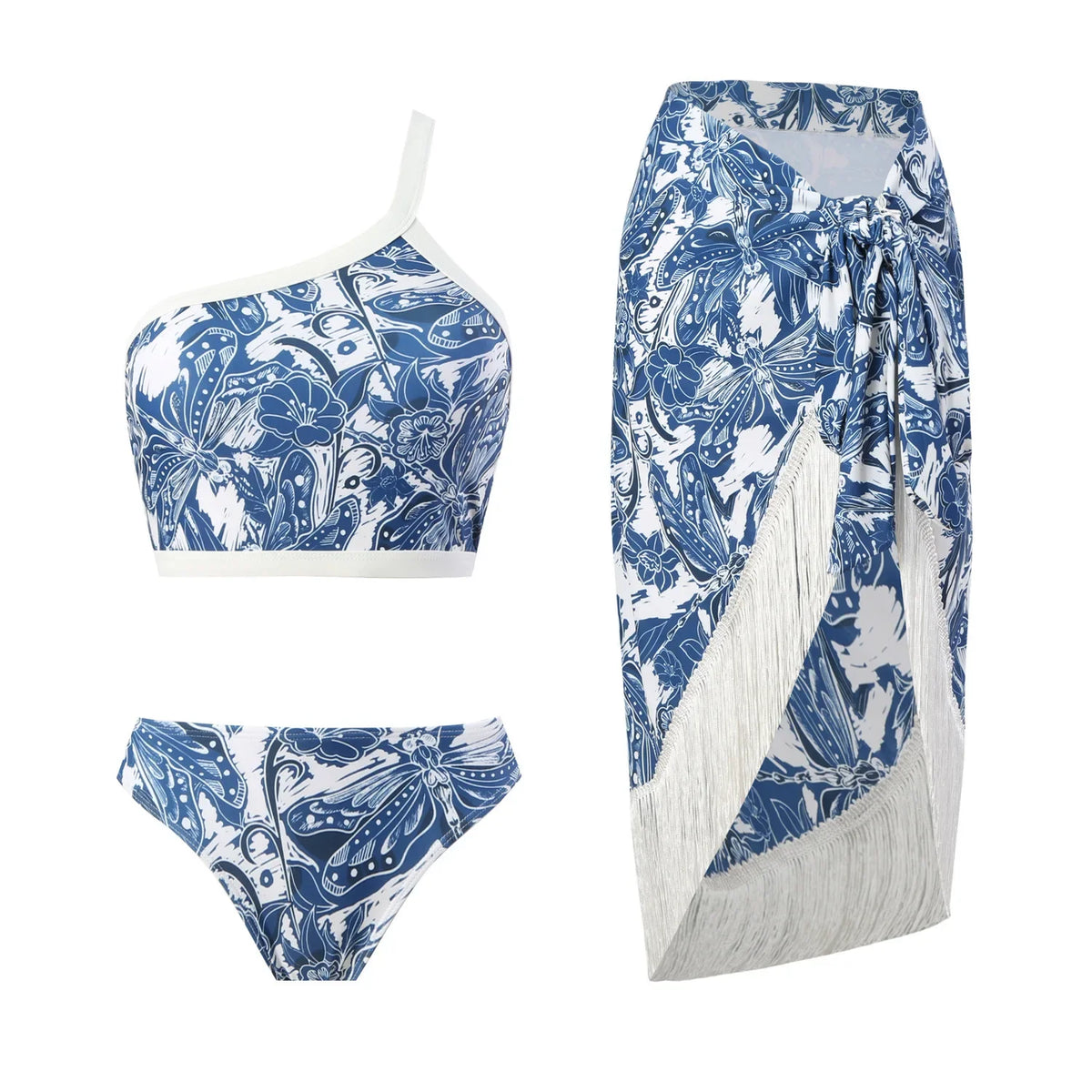 New three piece swimsuit swimsuit lace up beach skirt bikini