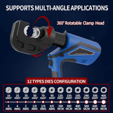 EZ-300 EZ-400 Electric Hydraulic Plier w Battery Handheld Rechargeable Cable Copper Aluminum Terminal Crimping Tool & 12Set Mold