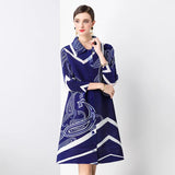 Miyake Pleated Dress Summer Fashion Loose Fit Long Sleeve Elegant Mid-Length Ideal for Covering Up and Relaxing Wear 2024