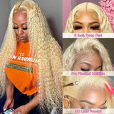 613 Hd Lace Frontal Wig 13X6 Blonde Curly Water Deep Wave Frontal Wig