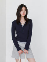 CHIC VEN Women T-Shirts Patchwork Contrast Color New Long Sleeved Pullover Knitted Tees Female Short Top Spring Autumn 2025