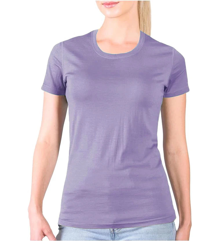 100% Merino Wool T-Shirt Womens Lightweight Short Sleeve Crew Shirts Merino Wool Base Layer Women Undershirt No Itch Breathable