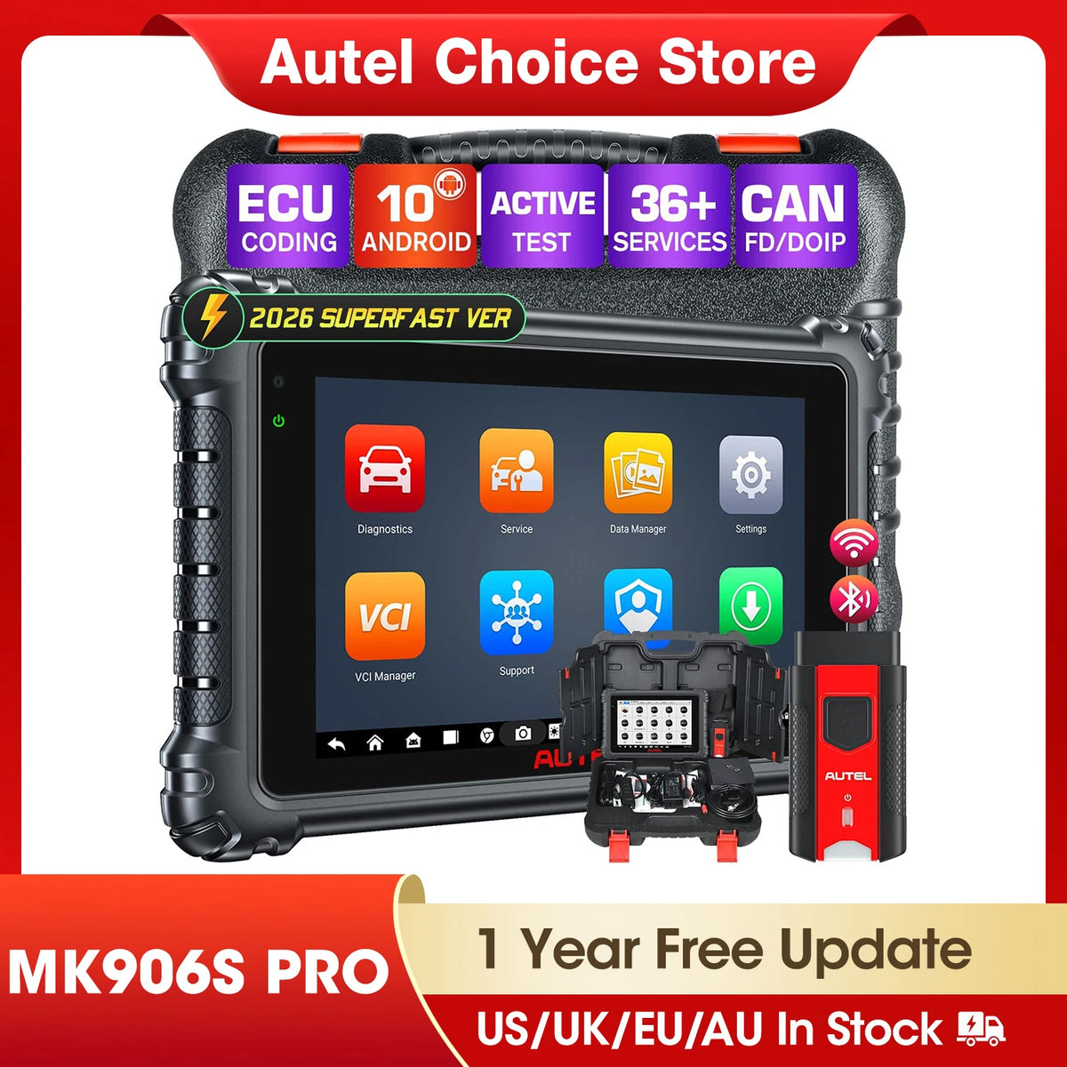Autel MaxiCOM MK906S PRO Diagnostic Tool Bluetooth Scanner Automotivo ECU Coding MK906 PRO Automotive Tools PK MS906BT MK906 PRO