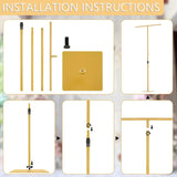 2pcs 8FT Backdrop Stand for Parties/Wedding Metal Background Stand Decor for Wedding, Birthday Party Baby Shower Gold