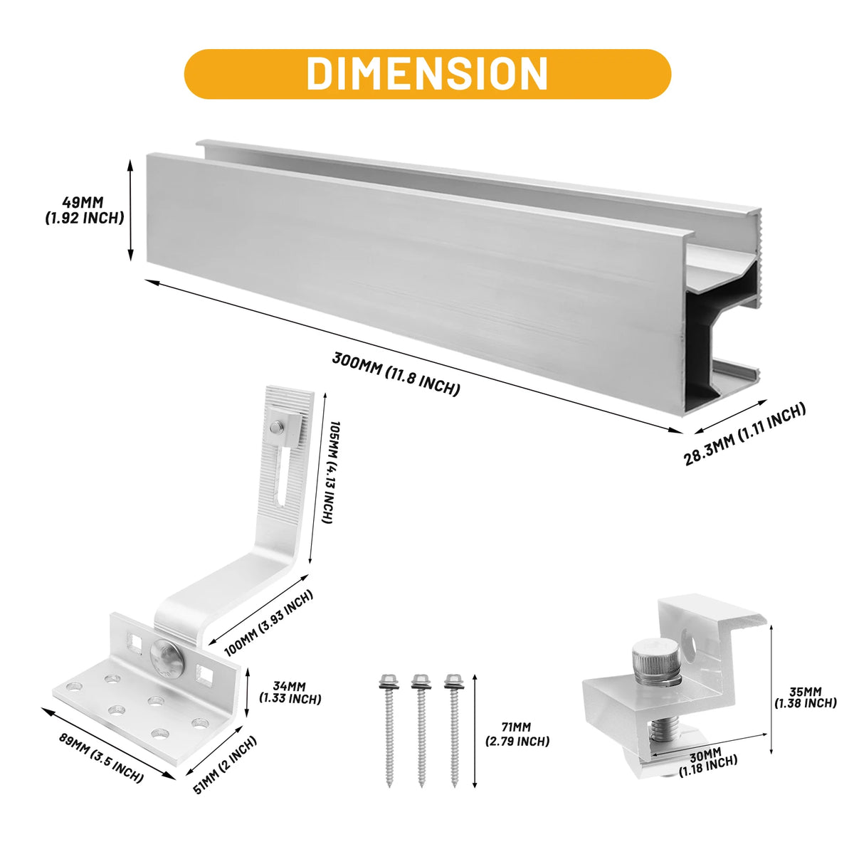 Solar Panel Bracket More Lighten Brick Roof Mounting Rail Roof Hook Mounting Sets for Glazed Tile Roof for Any Solar Panel