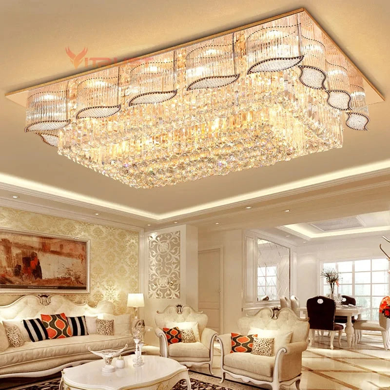 Modern Gold Square Circular Led Crystal Ceiling Lamp Living Room Hall Bedroom for Hotel  Luxurious Plafondlamp Ceiling Lights