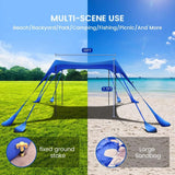 10x10FT Beach Tent Sun Shelter with UPF 50+, 8 Sandbags, Portable Canopy for Camping Fishing