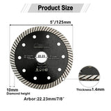 SHDIATOOL 10pcs Super-Thin Diamond Turbo Blades Cutting Ceramic Tile Granite Disc Saw Blade Cutter Marble Diameter 4" 4.5" 5"