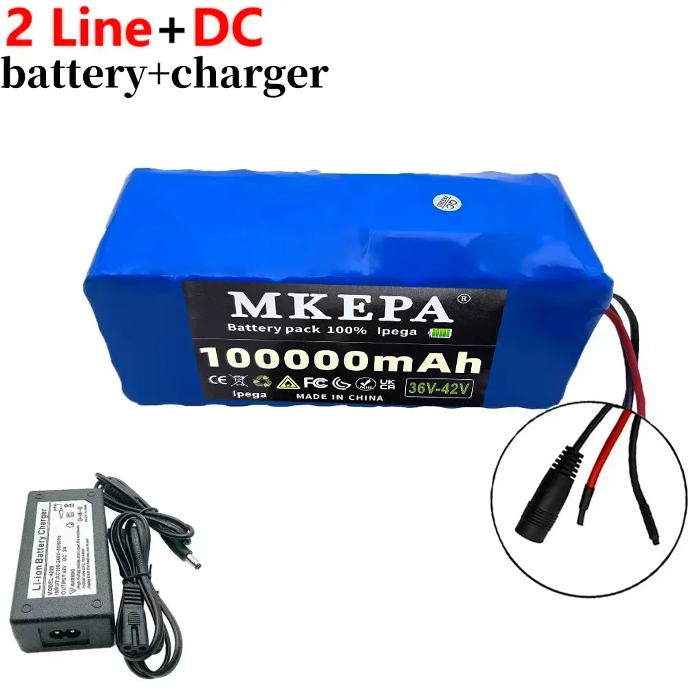 New 10S4P 36V 100000mAh Electric Scooter Lithium Battery 18650 Battery Pack 36V Suitable for Bicycle Scooter Battery+42V Charger