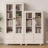 Nordic Solid Wood Bookshelf Modern Minimalist with Glass Doors Multi-layer Display Cabinet Storage Floor-standing Furniture FYBK