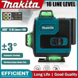 Makita High-Precision Green Light Laser Level 16-Line 360 Horizontal & Vertical Wall-Mounted Portable Tool for Precision Project