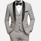 Men'S Wedding Best Man Dress Suit | New Business Casual Suit Set, Regular Fit, Lapel Collar, Solid Color, Button Details