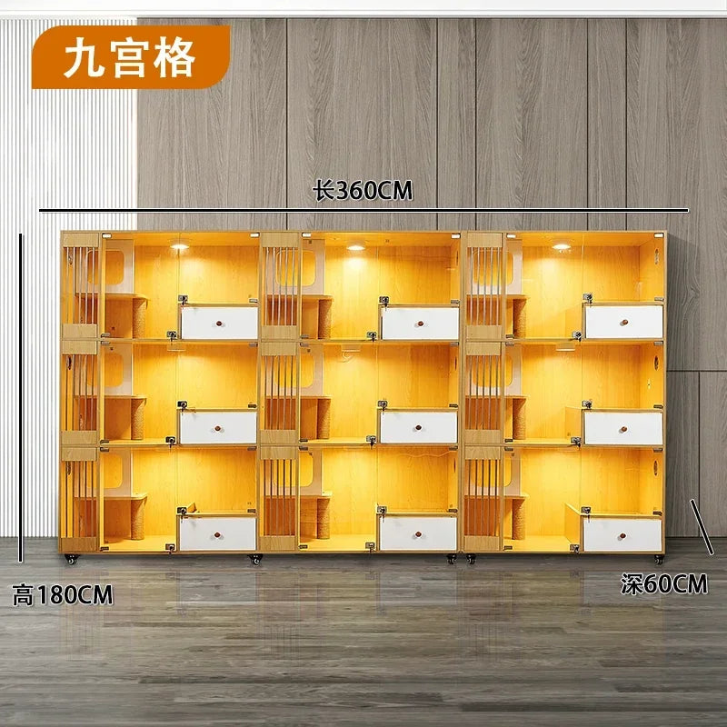 Cat cage villa solid wood household  display cabinet custom  cabinet  house pet store foster breeding three-layer  h