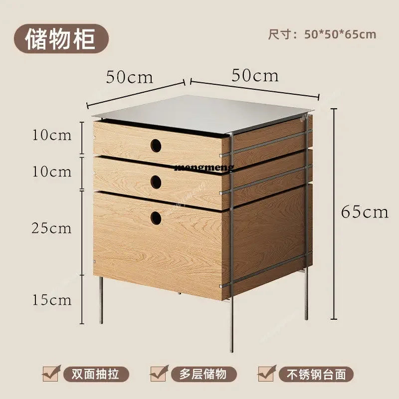 A139 Stainless steel solid wood chest cabinet household multi-layer storage storage living room locker