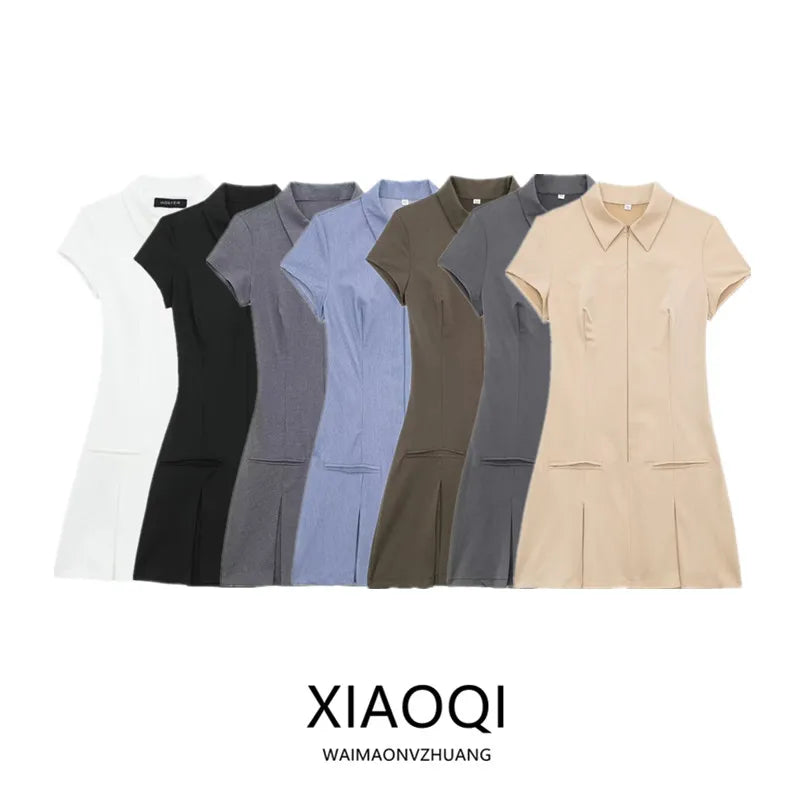Spring 2024 Women's Faion Slim Fit ort Dr Wide Pleat Versatile Design Commute Sle ort Sve Other Material 00%