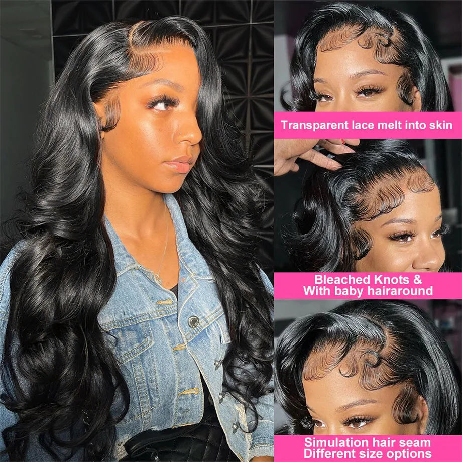 200% Real Density Body Wave 13x6 Hd Lace Frontal Wig ≥98% Human Hair 30 40 Inch 13x4 Hd PrePlucked Lace Front Wigs For Women 360