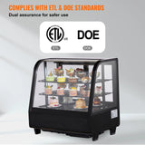 SucceBuy Refrigerated Display Case Countertop Pastry Display Case LED Lighting TURBO Cooling Frost Free Air Cooling