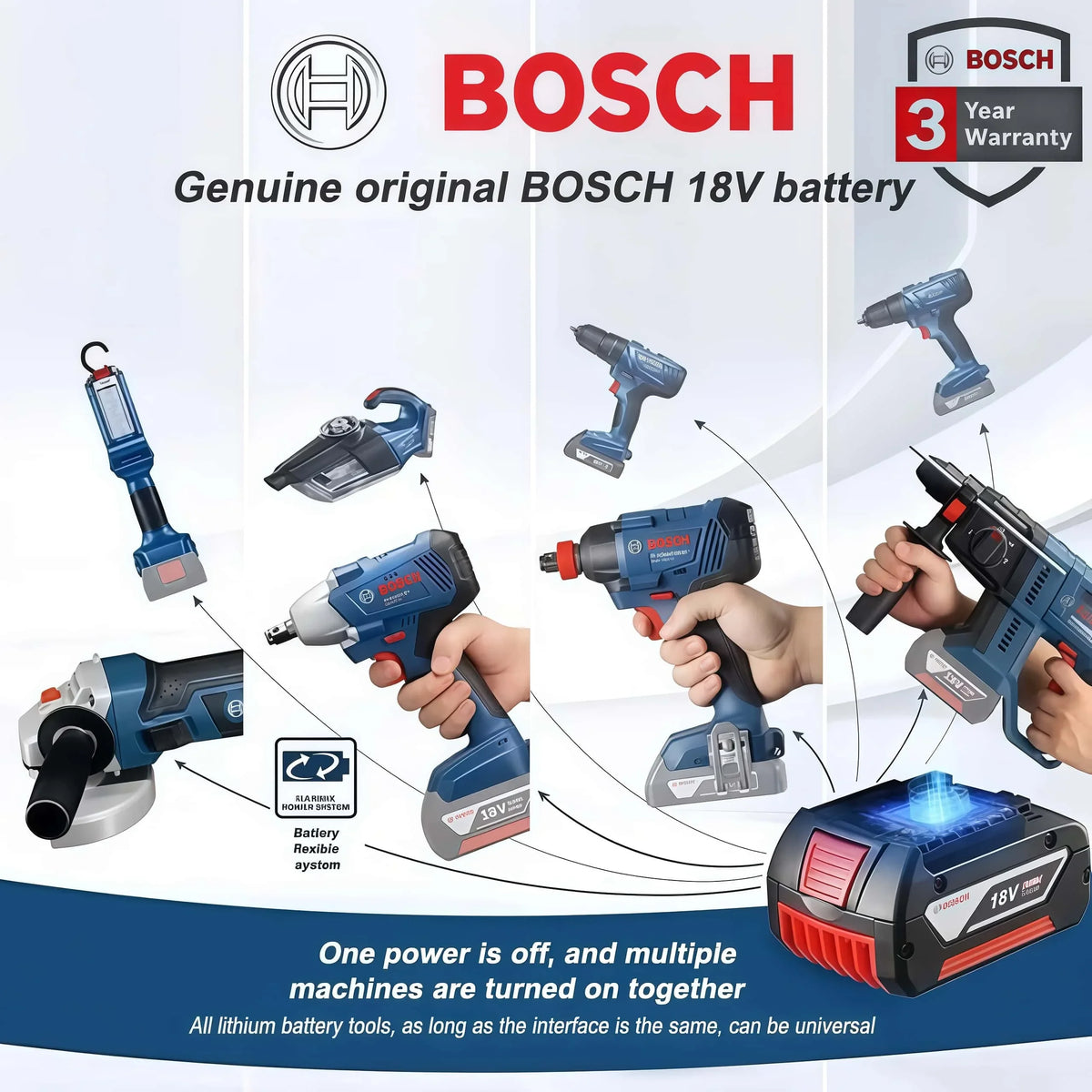 100% Original Bosch 18V Battery, 6000mAh Backup Batteries, Draadloze Professional System, BAT609 BAT618 GBA18V80 Tool