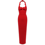 VC Black Halter Elegant Dress For Women 2025 New Summer Evening Party Celebrity Bodycon Long Dress Red Brown Prom Vestido