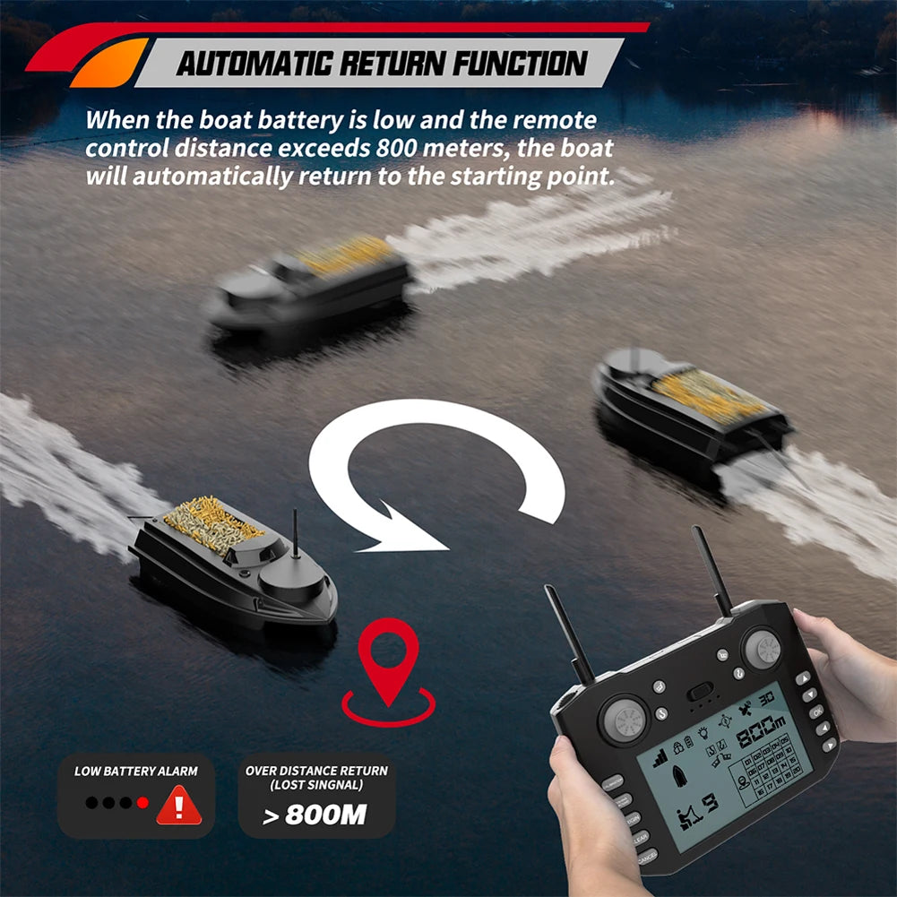 V030 Large RC Bait Ship GPS 9 Fishing Ground 180 Point Intelligent Automatic Cruise Return 12V High Speed Fish Seeker Trawl Nest