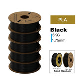 KINGROON 3D Printer Filament PLA PETG TPU ABS 5KG Bundle Black White Gray 1.75mm No bubbles Plastic 5 roll 1kg , Random Spool
