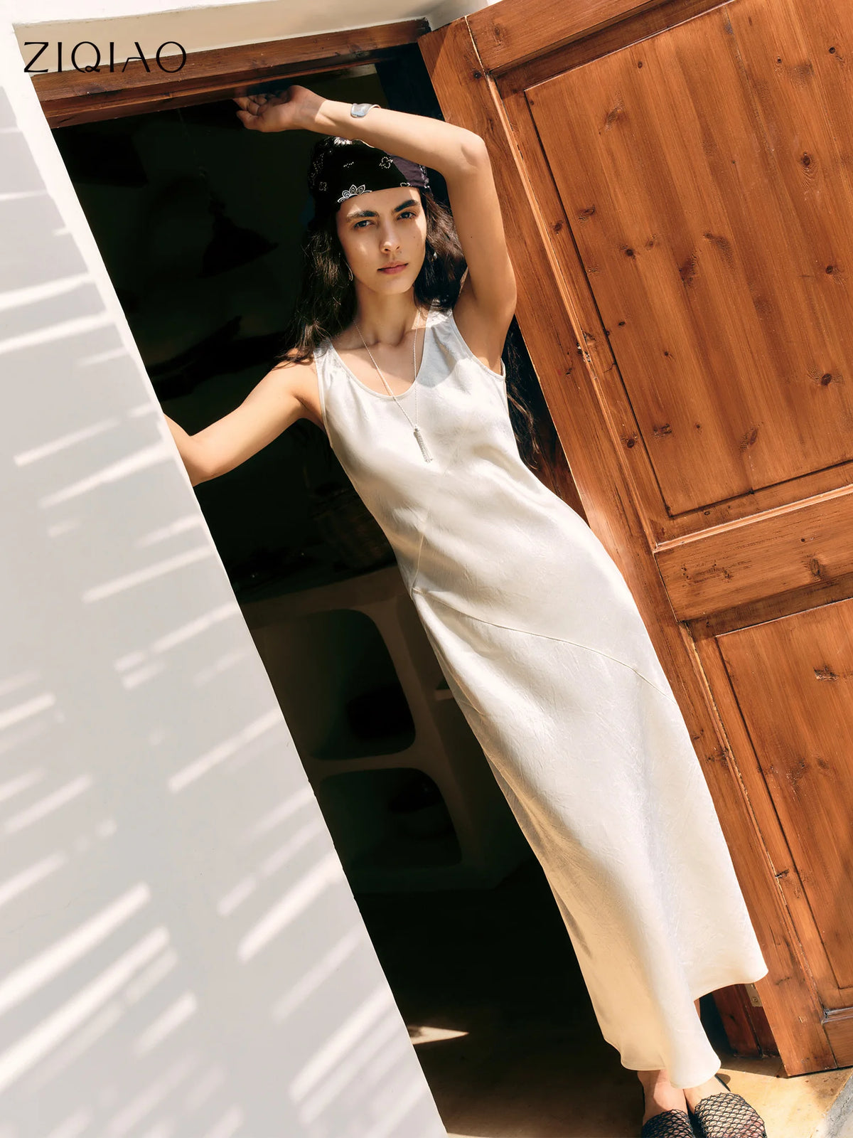 ZIQIAO Little Luxury Acetate Bias Cut Temperament Dress Women's Summer 2025 New Style 25ZQ91103