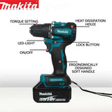 Makita 18V Li-ion Battery New Makita DHP487 Brushless Hammer Drill 40N.m 2 Speed Cordless Impact Screwdriver Household Tool