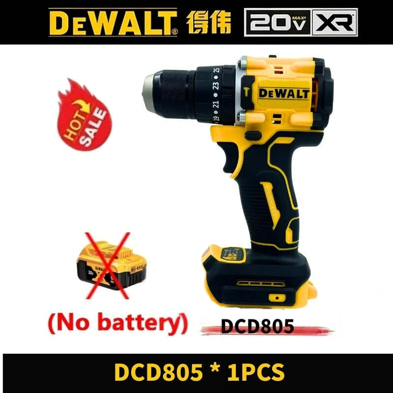 DEWALT DCD805 20V Power Tools, Brushless Impact Drill Cordless Electric Screwdriver, Optional 2Ah 6Ah Lithium Battery Tool Set