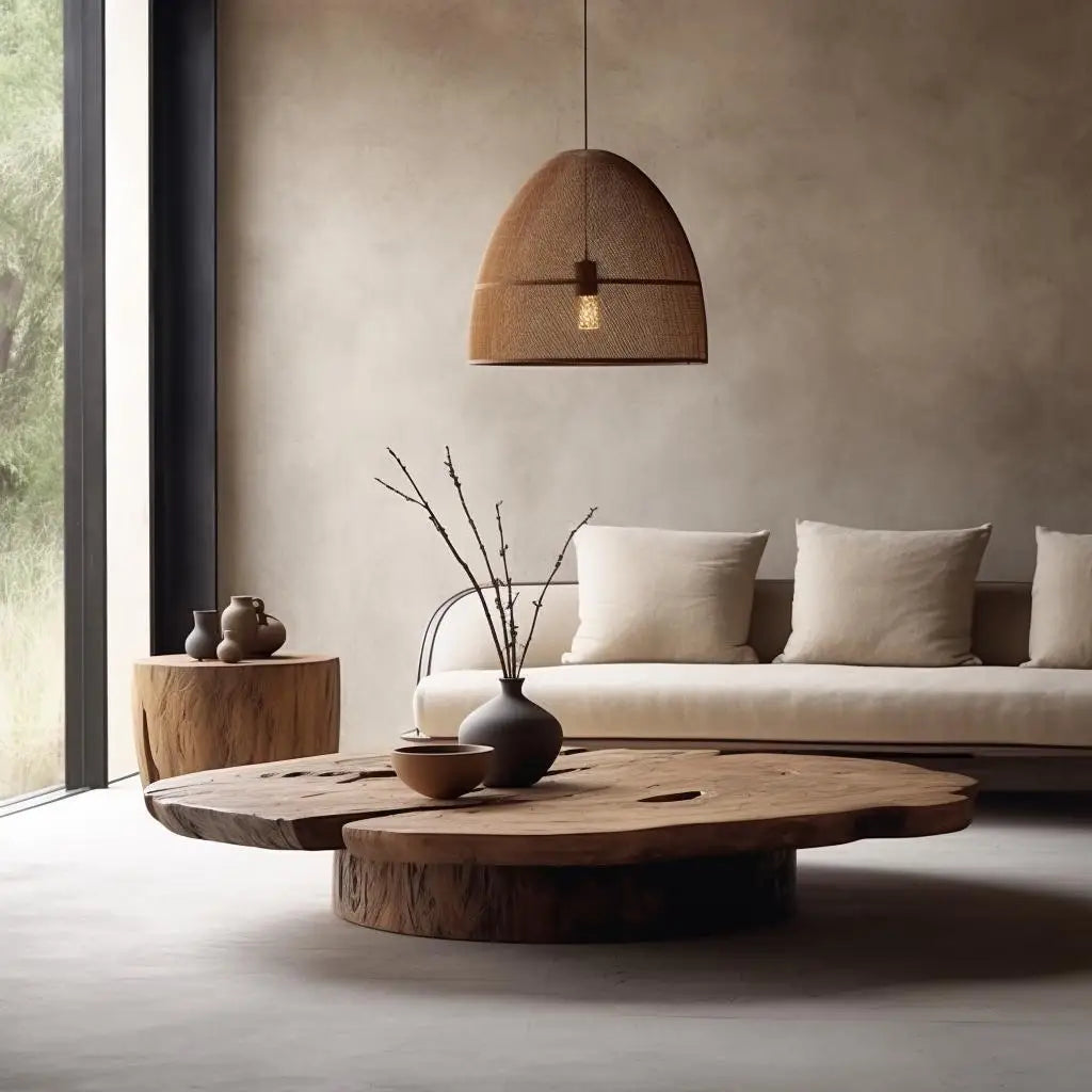 round coffee table medieval retro style old wood short coffee table simple modern coffee table atmosphere Japanes