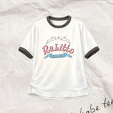 Hometown Romance LMSY Sonya Saranphat Same Top Color Blocked Border Printed Short Sleeved T-shirt Non-original Version