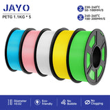 JAYO 3D Printer Filament  PETG PLA HSMPETG PLA PLUS 1.75mm 5Rolls 3D Printing Materials for 100% No Bubble &FDM 3D Pen DIY Gift