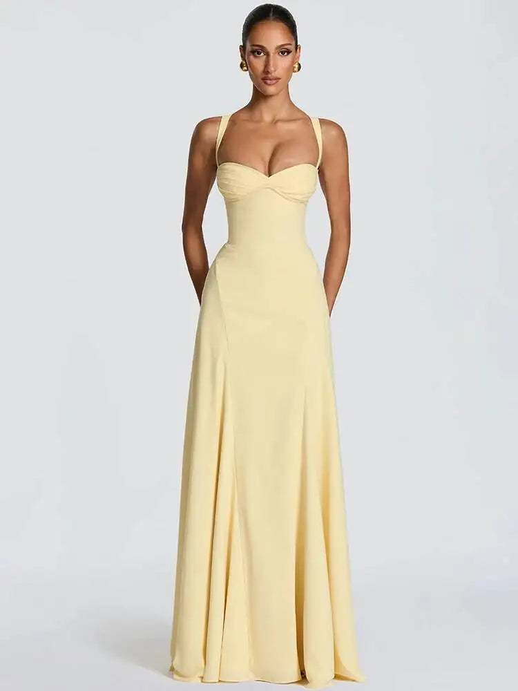 Mozision Off-shoulder Backless Sexy Maxi Dress Women Elegant Spaghetti Strap Sleeveless Bodycon Club Party Evening Dress Fashion