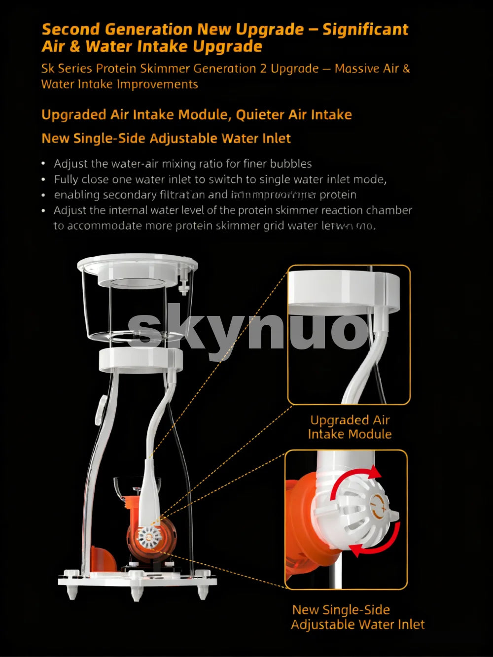 2026 New MJ-SK2200/2400/2600/2800 Aquarium Protein Skimmer Dual Needle Wheel DC Water Pump Explosion Proof for Coral Reef Tank