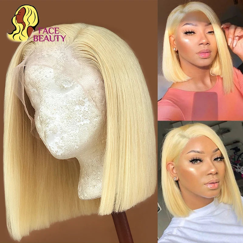 613 Blonde Bob Wig 13x6 13x4 Transparent Lace Frontal Wig Straight Brazilian Human Hair Lace Front Wigs For Women Colored Wigs