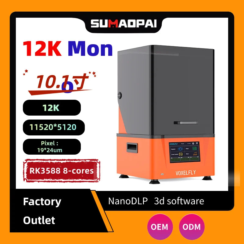 SUMAOPAI 3d Printer 12k 10.1 Inch Lcd High Precision Light Curing Raspberry Pi  405nm Resin M688 Customized